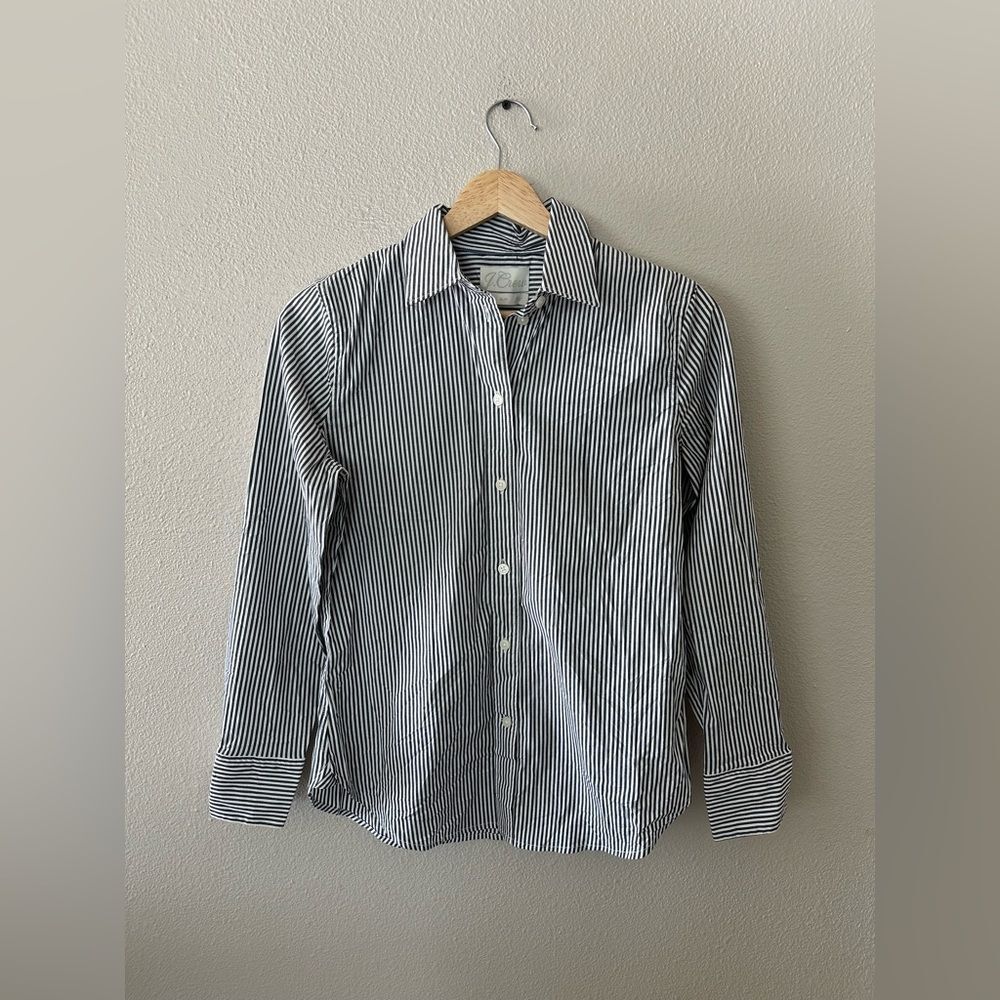 J. Crew Black and White Striped Button Down Shirt